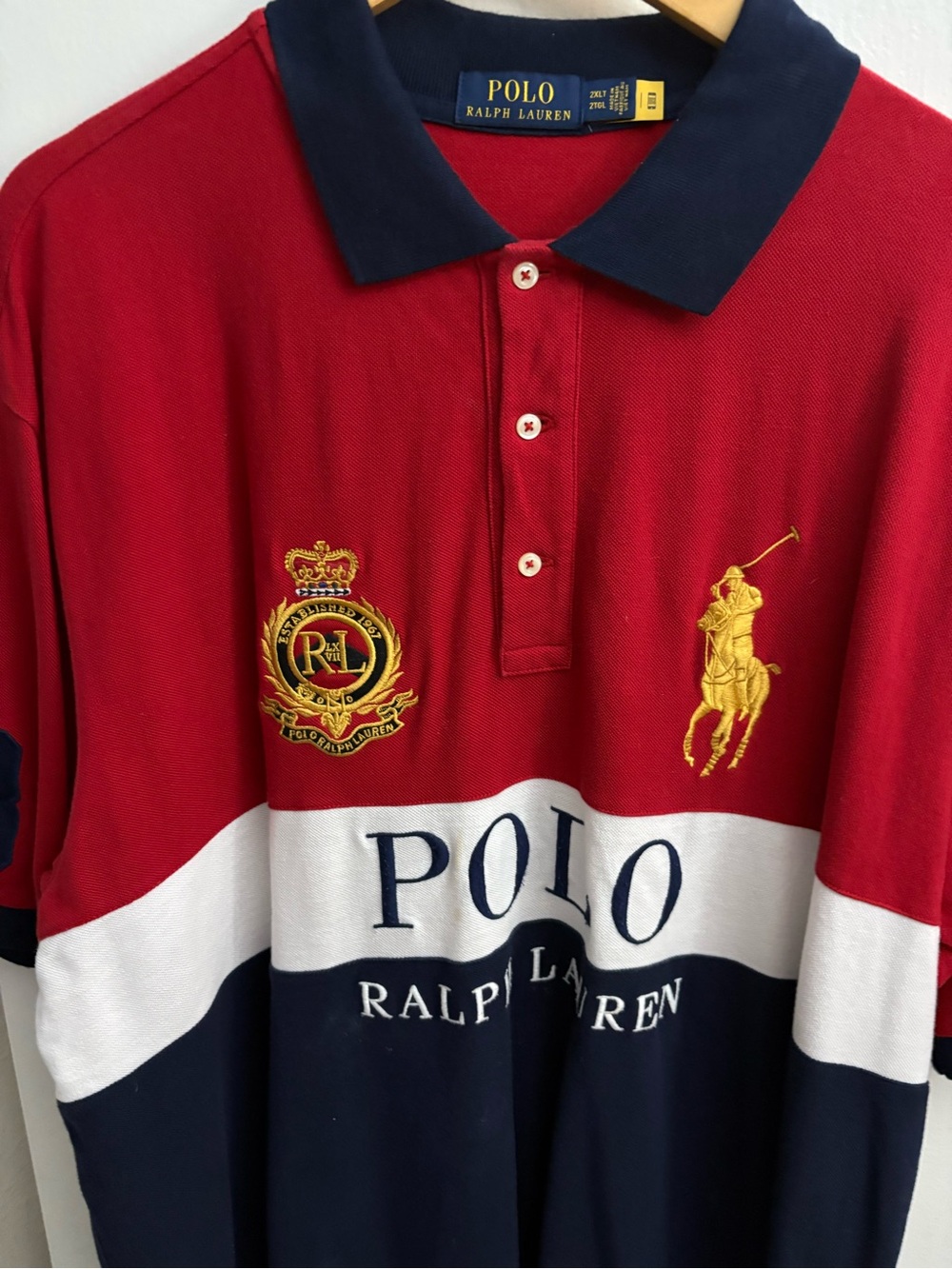 Ralph Lauren Red and Navy Two-Tone Polo Shirt